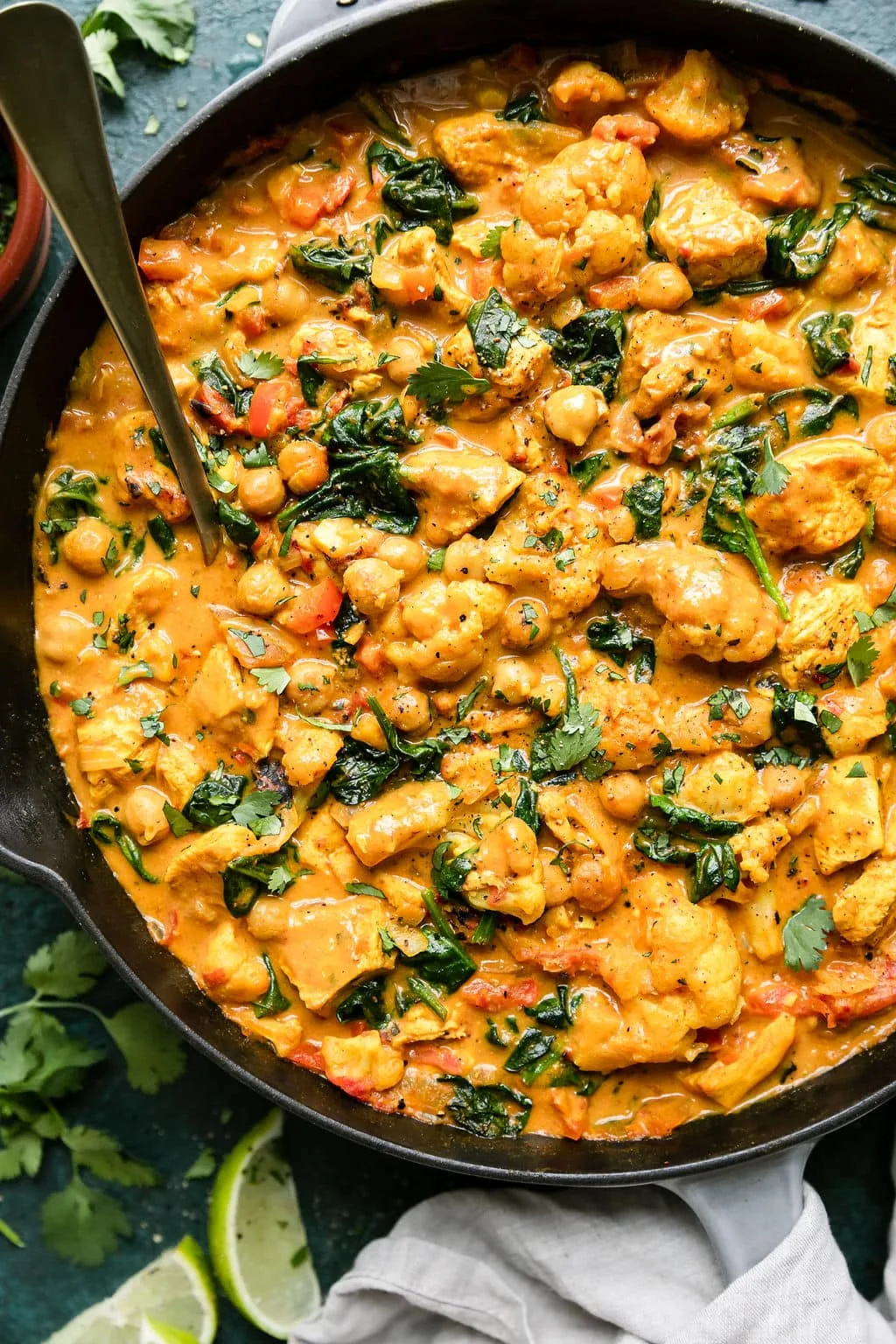 Creamy coconut curry with tender chicken and chickpeas in a slow cooker