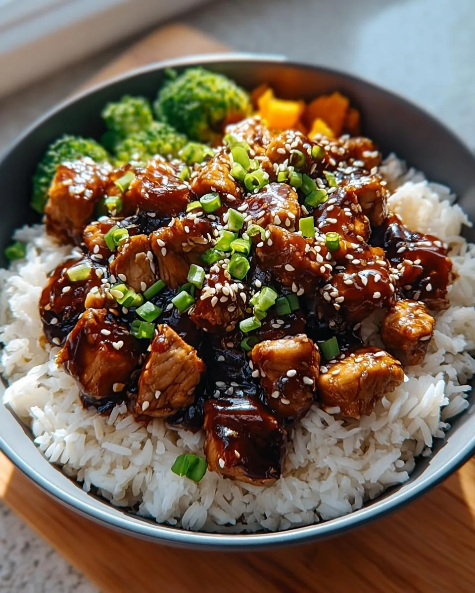 Teriyaki chicken rice bowls with broccoli and sesame seeds in meal prep containers